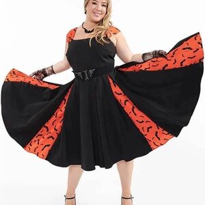 Unique Vintage Black and Orange Dress